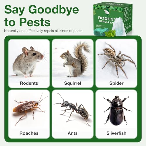 Mouse Rodent Repellent,25 Pack Peppermint Oil Mouse Traps for Rat Mice, Ant, Roach, Spider, Squirrel, Nature Mouse Deterrent for Indoor Outdoor Use, for Garden & Home, Family & Pet Safe GN