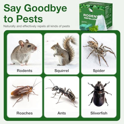 Mouse Rodent Repellent,25 Pack Peppermint Oil Mouse Traps for Rat Mice, Ant, Roach, Spider, Squirrel, Nature Mouse Deterrent for Indoor Outdoor Use, for Garden & Home, Family & Pet Safe GN