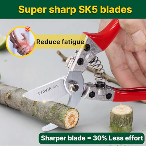 Aluminum Bypass Pruning Shears, SK5 Blade, 1" Capacity