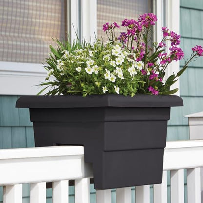 Root & Vessel Countryside Railing Planter Box, 16 Inch, Black - color: Black, size: 16 Inch