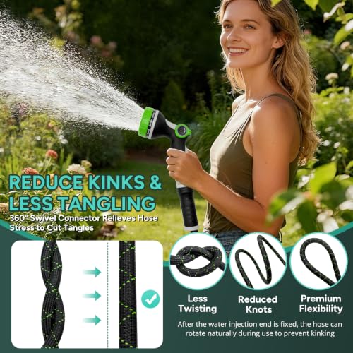 Lightweight Garden Hose, 50ft Non Expandable Water Hose with Nozzle - size: 50FT