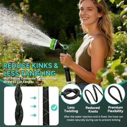 Lightweight Garden Hose, 50ft Non Expandable Water Hose with Nozzle - size: 50FT