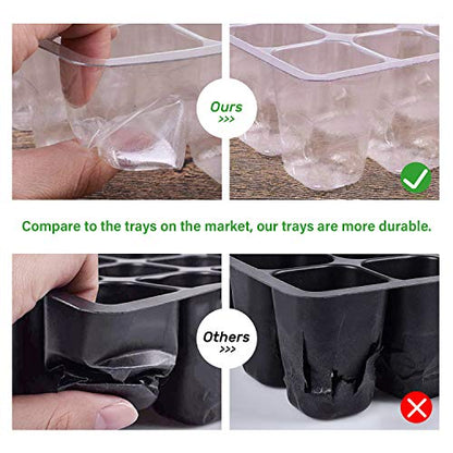 Bonviee 12-Pack Seed Starter Trays, 12-Cell Insert Trays, Clear - color: Clear, size: 12 Packs (144 Cells)