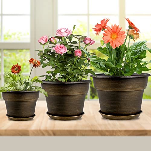 Fodetyff Planters-Plant-Pots-Indoor-Outdoor, 11 inch 4 Pack Gold - color: Gold, size: 11 inch-4 pack