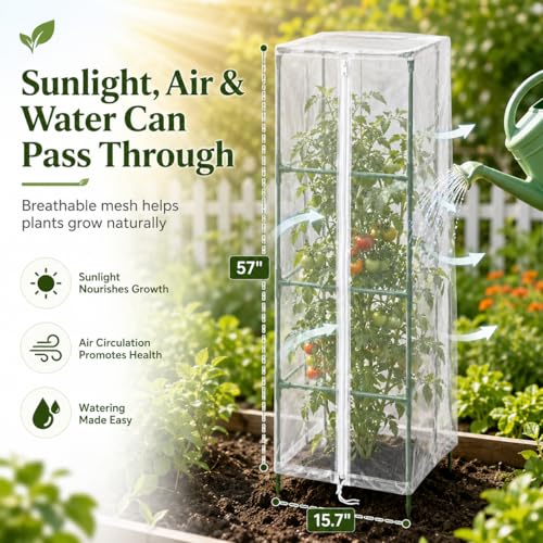Halatool Garden Tomato Plant Cover Netting, Fits 50–63" Square Tomato Cages - color: 2 Pack, size: 57 inch