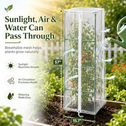 Halatool Garden Tomato Plant Cover Netting, Fits 50–63" Square Tomato Cages - color: 2 Pack, size: 57 inch