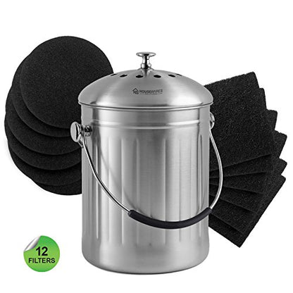 12 Pieces Counter Top Activated Carbon Compost Bin Filters - Extra Thick Indoor Pail Replacement Charcoal Caddy Filters Refill, 0.4" Thickness