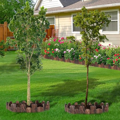 Wooden Garden Edging - 6 Pcs 5.9''x41.3'' Sturdy Pine Landscape Border, Flexible Decorative Fence for Outdoor Yard Lawn Flower Bed Pathway Tree