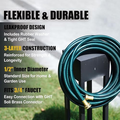 15FT 1/2-Inch Style PVC Garden Hose with Brass GHT Fittings - size: 15