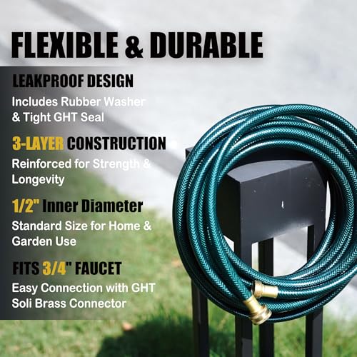 1FT 1/2-Inch PVC Leader Hose with Brass Male-to-Female Ends - size: 1