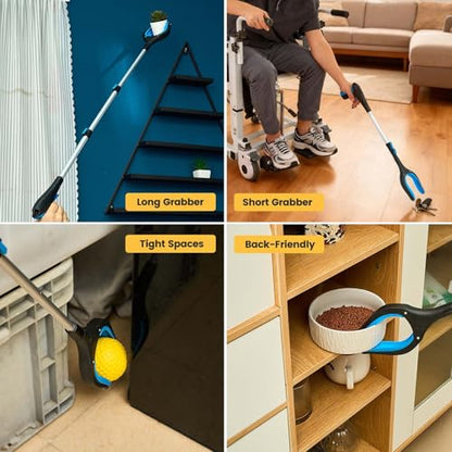 Telescopic Grabber Reacher Tool, 5-Level Adjustable Length (23'' to 41'') - Trash Claw Gripper, Pickup Stick for Litter Picking, Yard Work, and Seniors (Blue) - color: Blue