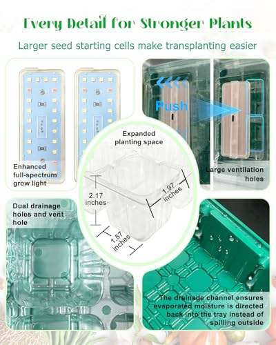 Seed Starter Tray with Grow Light (4x 24-LED), 4 Pack for Seed Starting - size: 4-Pack 48-Cell, style: Without Heat Mat