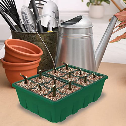 Gardzen 10 Pack Seed Starter Trays with Dome and Green Base 120 Cell - size: 12-Cell Clear 10-Pack