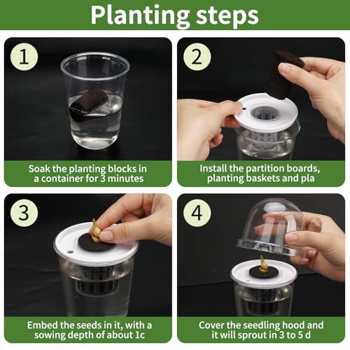 Ronyes 8-Pack Clear Hydroponic Nursery Pots with Vented Domes