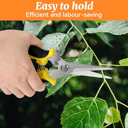 2Pcs Stainless Steel Garden Pruning Shears, Antiskid Curved Sharp Floral Cutter, Snips Parrot-Beak Style -Yellow - color: Yellow