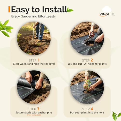 VINGLI 6.5x300FT Weed Barrier Landscape Fabric, 3.2oz Premium Heavy Duty Weed Blocker Fabric, Garden Cloth Weed Control Mat, Geotextile Fabric, Ground Cover for Gardening, Driveway & Landscaping - size: 6.5x300FT