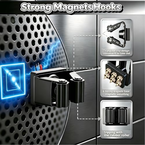 2 Pack Magnetic Broom Holder Wall Mounted Anti Slip Rack - size: 2 Pack B