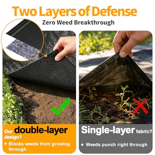 AMAGABELI 4ft x 50ft Weed Barrier Landscape Fabric 5.8oz Dual Sided Garden Cloth Heavy Duty Weed Control Blocker Mat Gardening Ground Cover Durable Woven Geotextile Fabric Driveway Underlayment - size: 4x50ft