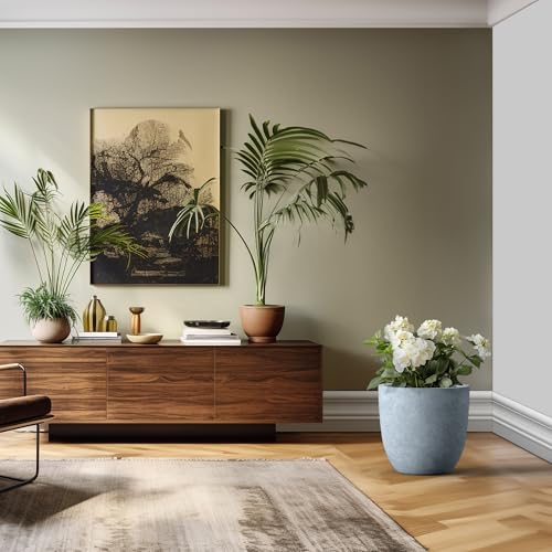 Kante Large Round Bowl Blue Gray Concrete Planter 18" Dia, Outdoor - color: Gray, size: 18"d