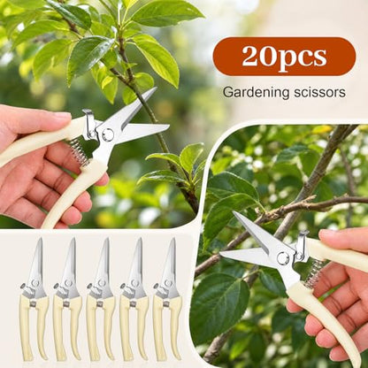 20 Pcs Pruning Shears Floral Shears Heavy Duty Garden Scissors Beige