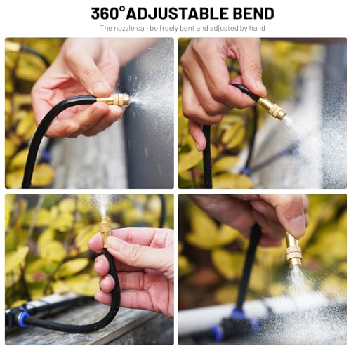 Thiswing 360° Adjustable Drip Irrigation System with 32 Nozzles - size: 100FT