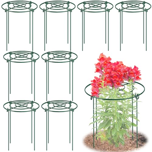 8 Pack Peony Cages and Supports, 11.5" Dx16 H Metal Plant Supports - size: 11.5" Wx16" H-8 Pack