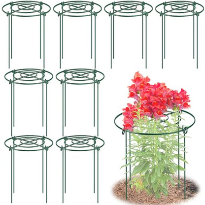 8 Pack Peony Cages and Supports, 11.5" Dx16 H Metal Plant Supports - size: 11.5" Wx16" H-8 Pack