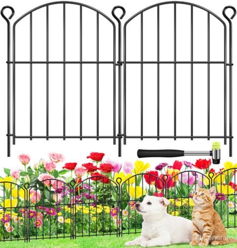 Decorative Garden Fence 17in (H) x10ft (L),Arched Rustproof Metal No Dig - size: 10 Panels-17in(H) x 10ft(L) without Gate