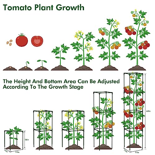 ROADPLUM 3 Pack 48" Tomato Cages for Garden, Plastic Coated Steel Pipe Heavy Duty Adjustable Tomato Stakes Trellis Plant Cages for Vegetable, Fruit, Flower, Rose Vine Climbing Plants