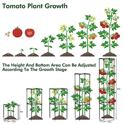 ROADPLUM 3 Pack 48" Tomato Cages for Garden, Plastic Coated Steel Pipe Heavy Duty Adjustable Tomato Stakes Trellis Plant Cages for Vegetable, Fruit, Flower, Rose Vine Climbing Plants