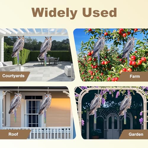 5PCS Garden Owl to Keep Pigeons Away from Porch Flat Paper Fake Owl to Scare Pigeon Away from Balcony Hanging Plastic Owl Woodpecker Scare Devices with Reflective Tape for Outdoor Patio Roof Yard - color: Grey 5pcs