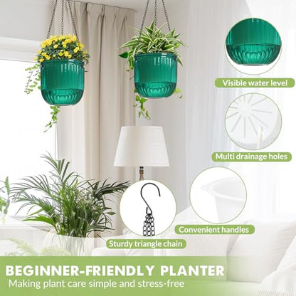 Hanging Planters for Indoor Plants 3 Pack, 6.5'' Plastic Flower Pot