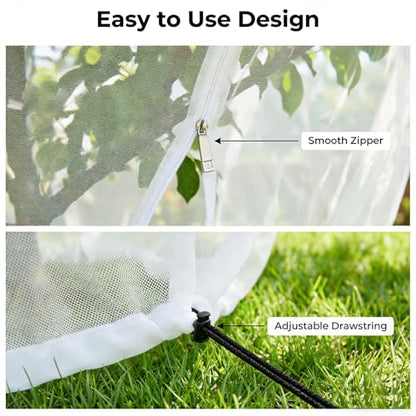 13x13Ft Large Fruit Tree Netting Cover Zipper Drawstring Garden Pest Mesh - size: 13x13FT