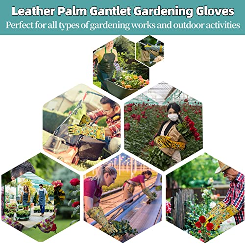 Thornproof Rose&Cactus Gardening Gloves,Gauntlet Garden Glove,Gifts - color: Sunflower, size: Medium