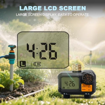 ANDOLL HOME Water Timer for Garden Hose - 2 Zone Timed Sprinkler with Rain Delay/Manual Watering/Automatic Irrigation Programmable Faucet Timer for Yard Lawn (1, Grey) (1, Black-Yellow) - color: Black-yellow