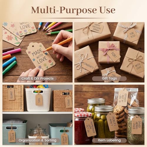 SallyFashion 600Pcs Kraft Price Tags with String, 1.7 X 2.8 inch - color: 600 Brown