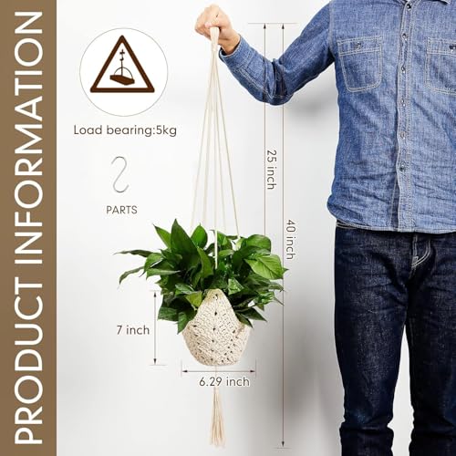 Shappy 1 Pack Boho Macrame Plant Hanger for Indoor - color: White, size: Style A