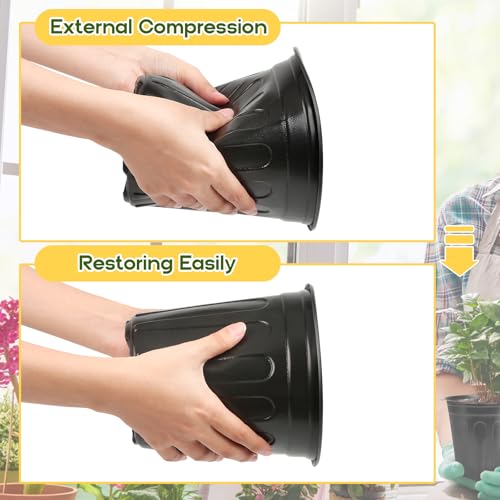 OUPSAUI 2/3/5 Gallon Pots for Plants,Flexible Gallon Plastic Nursery Pots with Drainage Holes, Plastic Pots for Outdoor Plants (2Gal-36pcs) - size: 2Gal-36pcs