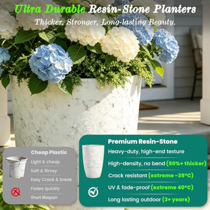 19.5" Tall Resin Planters Set of 2, Faux Birch Bark, White - color: 19.5"h-faux Birch Bark