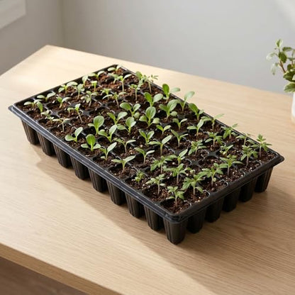 72 Cell Seed Starter Tray, 10 Pack Seed Trays with Drain Holes — 2.2 Inch Deep Seedling Plug Insert for Germination Propagation, 720 Cells, 21 x 11.5 Inches, Black