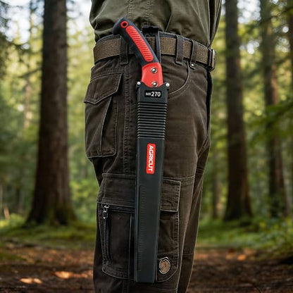 AGRICUT 10.6" Hand Pruning Saw - Tree Saw Curved with Saw Sheath Non-Slip Comfort Grip for Tree Trimming Gardening