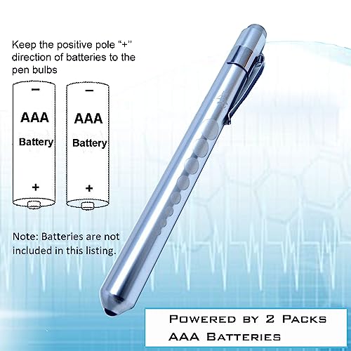 5 pc Bandage Scissors 5.5", Stitch Scissors 4.5", Hemostat 5.5" Straight & Curved, Diagnostic Penlight Made of Premium Quality Stainless Steel - For Training Emergency Supplies & First Aid Kit (White) - color: White