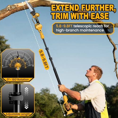 2 IN 1 Cordless 8 Inch Pole Saw & Mini Chainsaw For DE Walt 20V MAX Battery