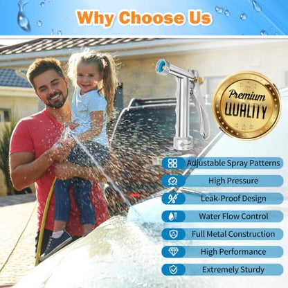 AUTOMAN Full Size Garden Hose Nozzle, High Pressure Pistol Grip Water Nozzle Sprayer with Threaded Front, Adjustable Spray Water Flow for Washing Car, Cleaning Ground, Watering Plants, Showering Pet - size: 1 Pack, style: Zinc Alloy