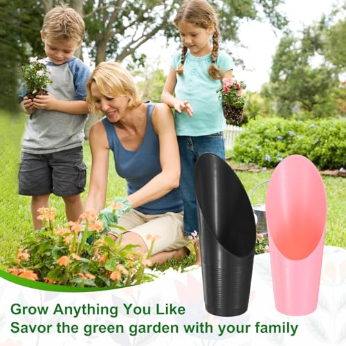 M METERXITY 3-Pack Bonsai Soil Scoops, Plastic Garden Soil Scoops Bucket Shovel Potting Scoopers for Transplanting/Flower/Plant Succulent, Colorful Small Gardening Tools [Green, Pink, Black] - color: Green, Pink, Black