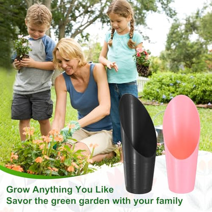 M METERXITY 3-Pack Bonsai Soil Scoops, Plastic Garden Soil Scoops Bucket Shovel Potting Scoopers for Transplanting/Flower/Plant Succulent, Colorful Small Gardening Tools [Green, Pink, Black] - color: Green, Pink, Black