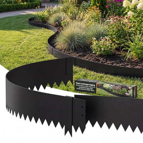 20ft. 40" L × 4" H Metal Landscape Edging, 6 Pack Garden Border - color: Black, size: 4 Inch