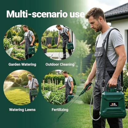 Battery Powered Sprayer 2 Gallon Powerful Electric Weed Sprayer Pump Garden - color: Green