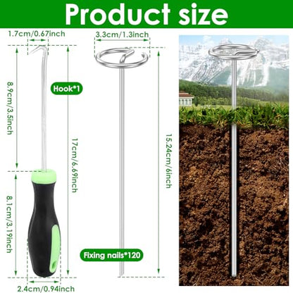 120 PCS Landscape Fabric Stakes 6 inch 8 Gauge Circle Top Garden Stakes - size: 6 inch-120pcs