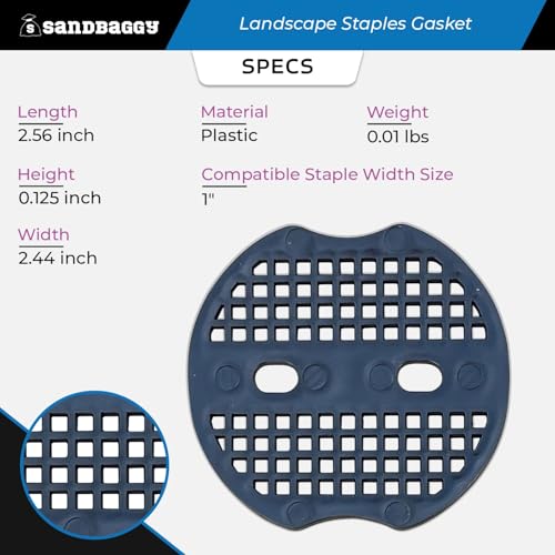 Sandbaggy Landscape Staples Gasket - Plastic Buffer/Washer - Secures and Protects Fabric, Turf, Sod, Wire, Netting - Fits Most Staples (Plastic, 800)